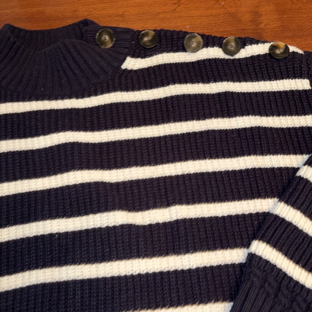 SEZANE ADRIAN SWEATER Le Maille Large Nautical Sailor Navy Stripe - Picture 2 of 6